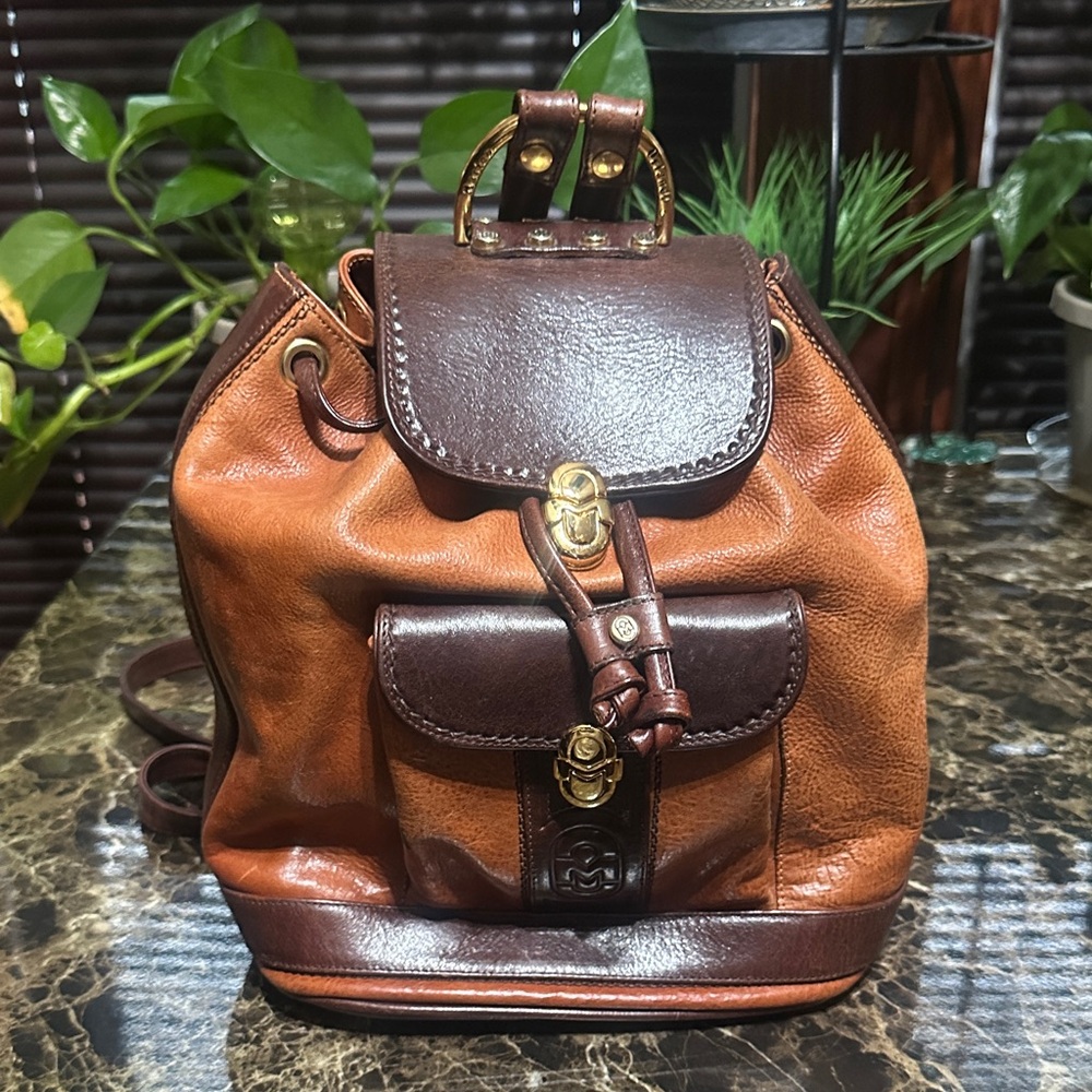 Brown Leather Drawstring Backpack - Men - image 4